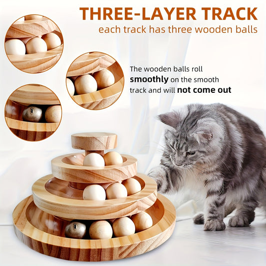 A Small Cat And Dog Carousel Track Toy, Bell Toy, 3 Layers Of Cat Ball Tower (with 9 Detachable Balls), Interactive Roller Toy, Circle Track DIY Fun Kitten And Puppy Sports Toy, with Self-fun And Decompression Relaxation Function,, Holiday Gifts