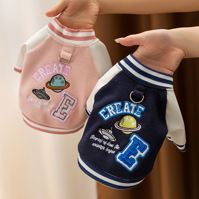 Pet Hoodies for Small to Large Dogs, Embroidered Cotton Sweatshirts, Black & Pink, Winter Holiday Warm Pet Costumes, Hand Wash Only, Button-Up Design