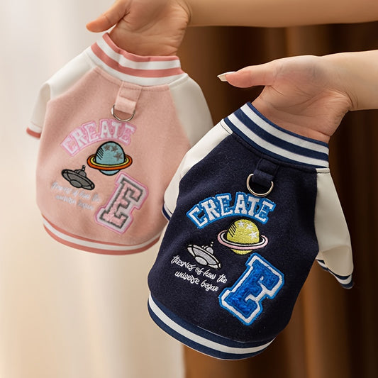 Pet Hoodies for Small to Large Dogs, Embroidered Cotton Sweatshirts, Black & Pink, Winter Holiday Warm Pet Costumes, Hand Wash Only, Button-Up Design