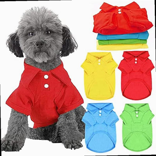 4 Pieces Dog Shirts Collared Polo T Shirts for Small Medium Dogs Cats Boy Girl Dog Clothes Breathable Doggy Sweatshirt Puppy Kitten Small Breeds Pet Outfits Apparel Tops