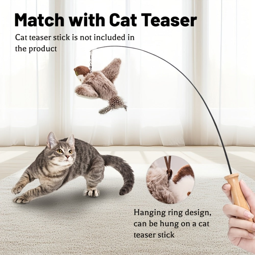 USB Charging Simulation Sparrow Cat Toy, Cat Self Entertainment Tool, Cat Dog Interactive Toy, Simulated Wing Flapping, Simulated Bird Calls, Suitable for Pet Households